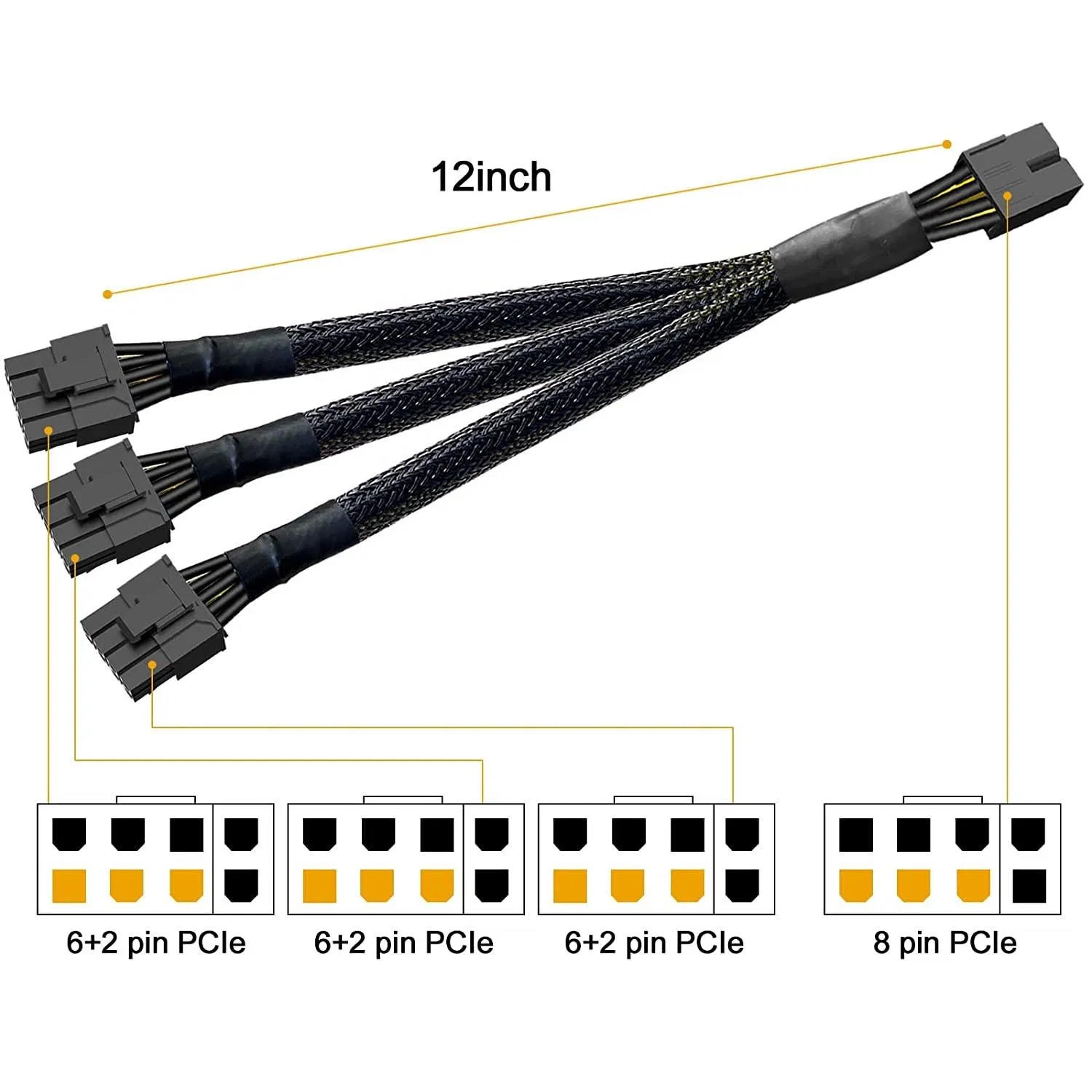Кабель-удлинитель Pcl-E 8 Pin Female to 3X GPU 8 Pin Male