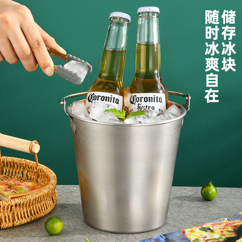 Luxury 0.7/1L Stainless Steel Ice Bucket Bar for Wine Chiller Container Handle Minimalist Design Brand Factory Direct
