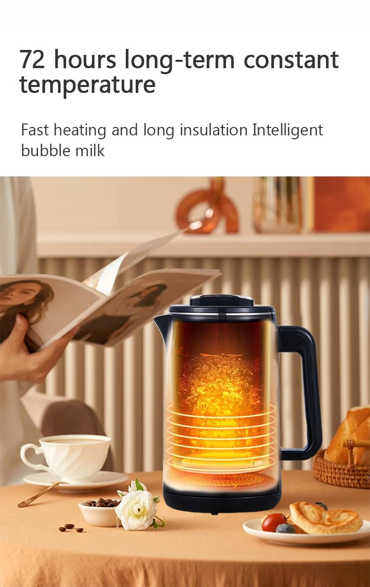 Black Color Box Nordic Luxury Stainless Steel Tea Maker Machine Electric Kettle Glass Tea Heater