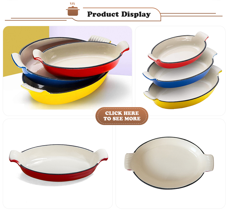 Enamel Cast Iron Roaster Set Roasting Pan Casserole Dishes for The Oven Non-Stick Roasting Pan with Handles