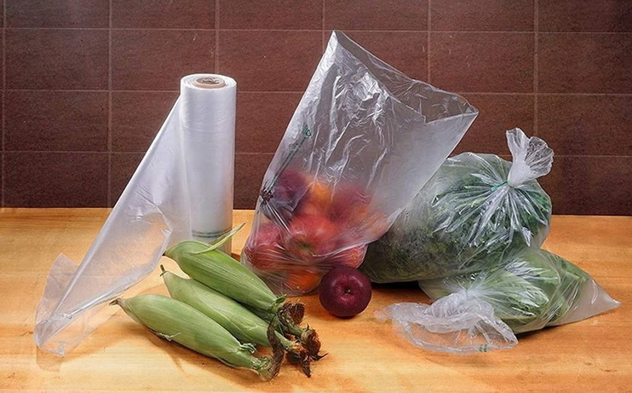 Produce Bag Roll Clear Plastic Bags for Bread & Grocery