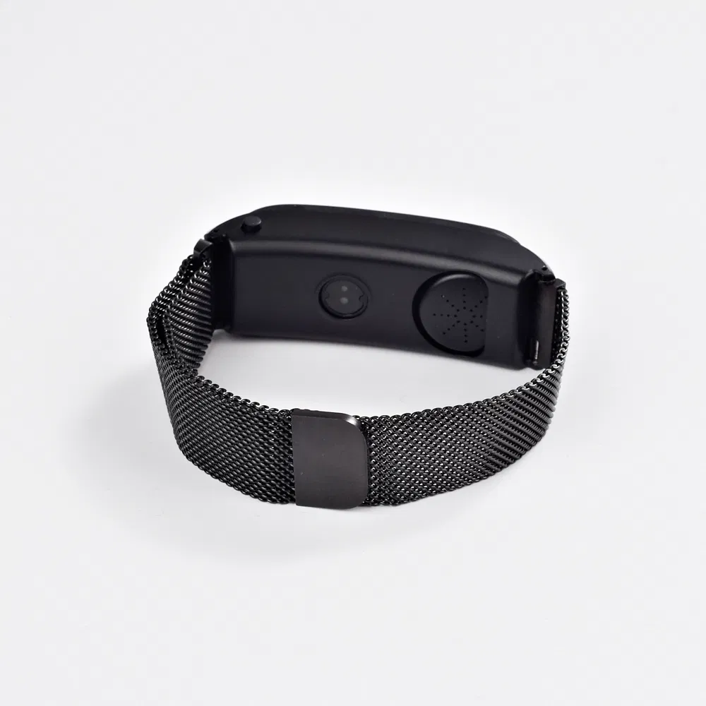 F2 Replaceable Strap Black Stainless Strap Bluetooth Earphone Smart Bracelet