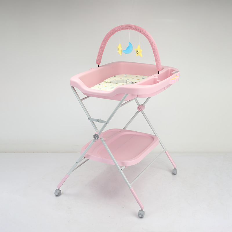 Foldable Baby Diaper Table Folding Portable Changing Table with Wheels