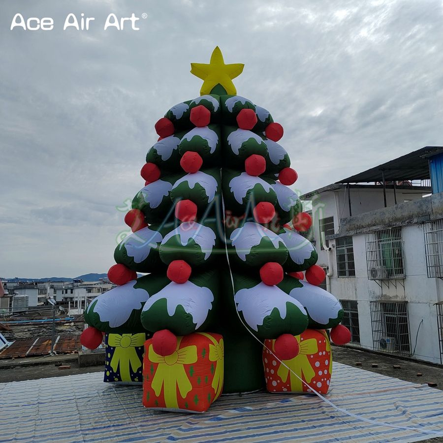 6mh Inflatable Christmas Tree Model with Gift Bags and Stars for Christmas Holiday Events or Malls Decoration
