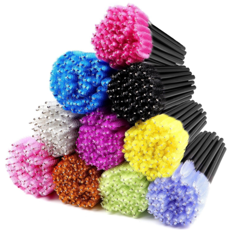 Wholesale 50PCS Per Pack Pink Glitter Disposable Lash Extensions Cleaning Brush Mascara Wands Eye Brow Lash Cleansing Brush