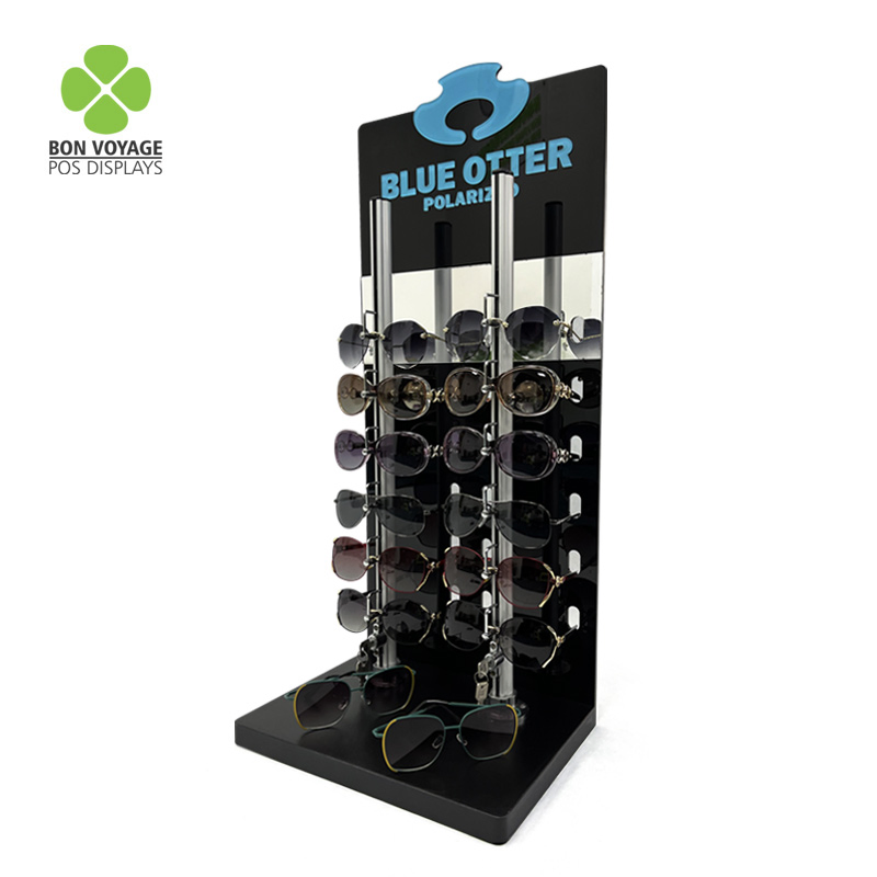 Countertop Lockable Acrylic&Wood Display Stand for Sunglasses Eyeglasses Goggles