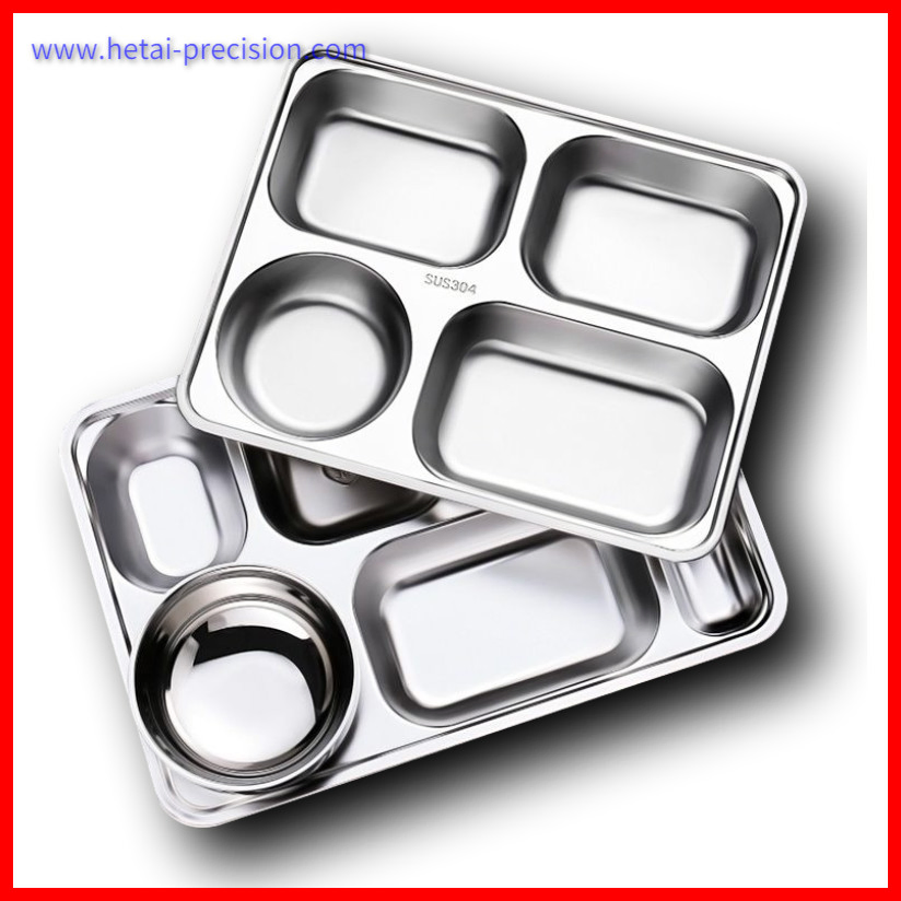High Quality Customized Rectangle Round Dinner Ware Stainless Steel Dining Divided 3/4/5/6 Compartments Dish Food Plates, Stainless Tray, Stamping Tray Product