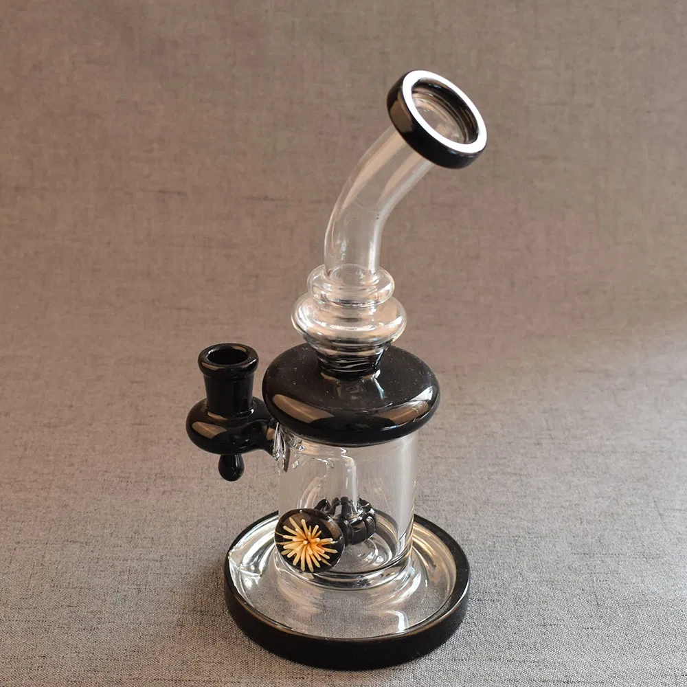 Phoenix Black Beaker Glass Smoking Water Pipe with Double Tyre Percs