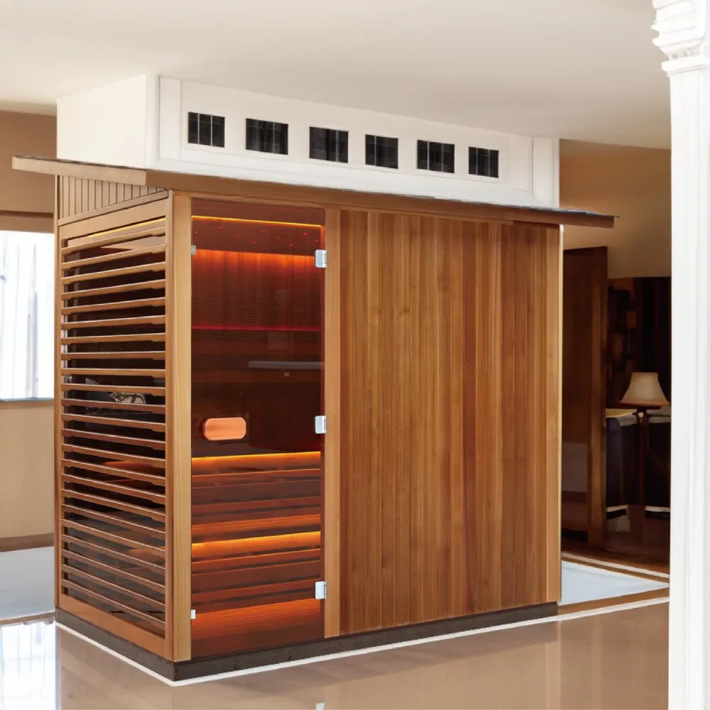 Люкс сауна-душ 5 персон из хемлока с сухим паром
