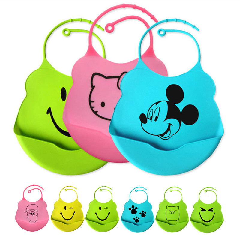 Cartoon-Style Baby Bib Waterproof Silicone Bibs for Mess-Free Baby Items