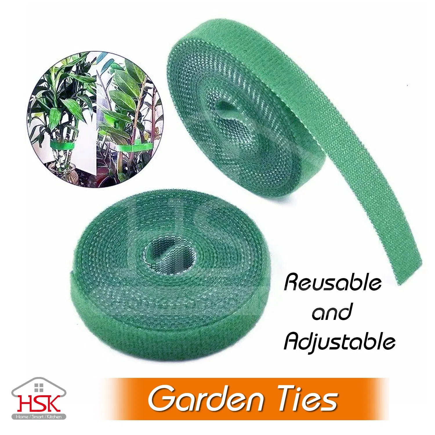 Reusable and Adjustable Garden Ties Green Strap Plant Support