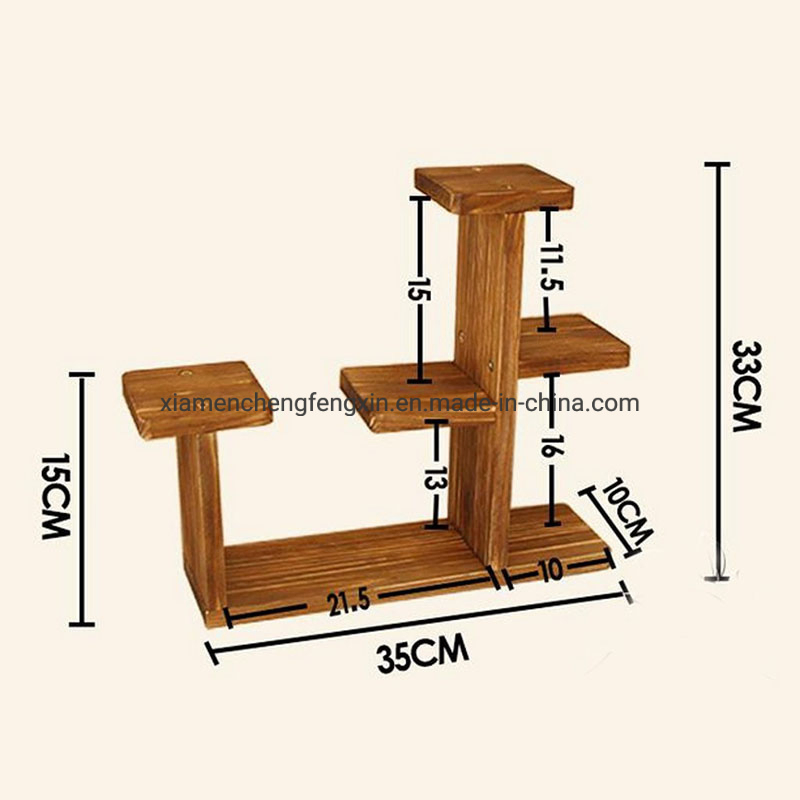 Decorative Wholesale Simple Bamboo Plant Pot Shelves, Storage Organizer, Display Rack, Living Room Wood Flower Stand