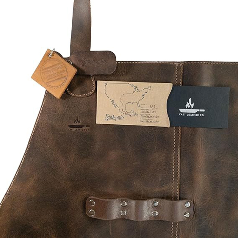 Euro-American Solid Vintage PU Apron: Craftsman, Multi-Functional, Cross-Border