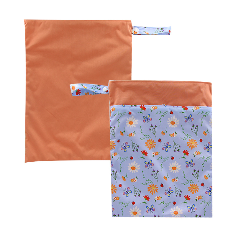 Double-Zipper Spliced Diaper Bag, Portable Hand-Held Diaper Bag for Travel, Dry-Wet Separated Waterproof Bag