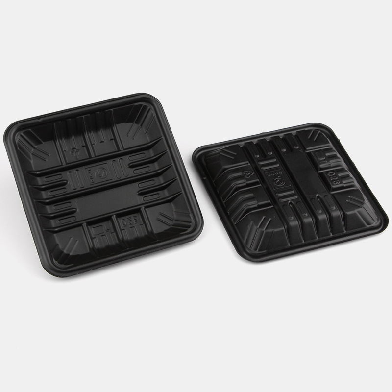 Disposable black plastic food and fruit trays HTA1813(26)