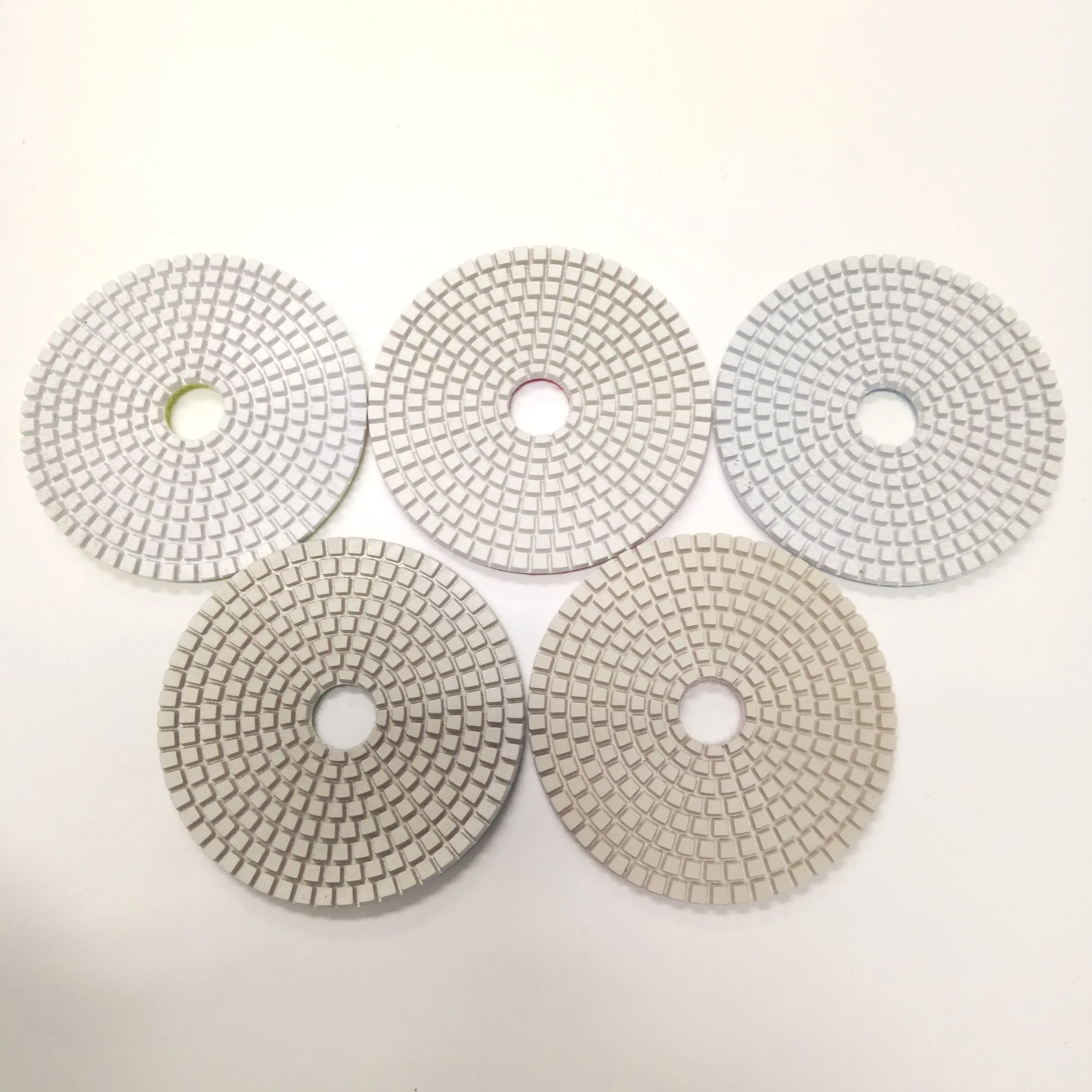 4inch 5 Step Wet White Diamond Resin Soft Wheel Polishing Pads for Granite Quartz