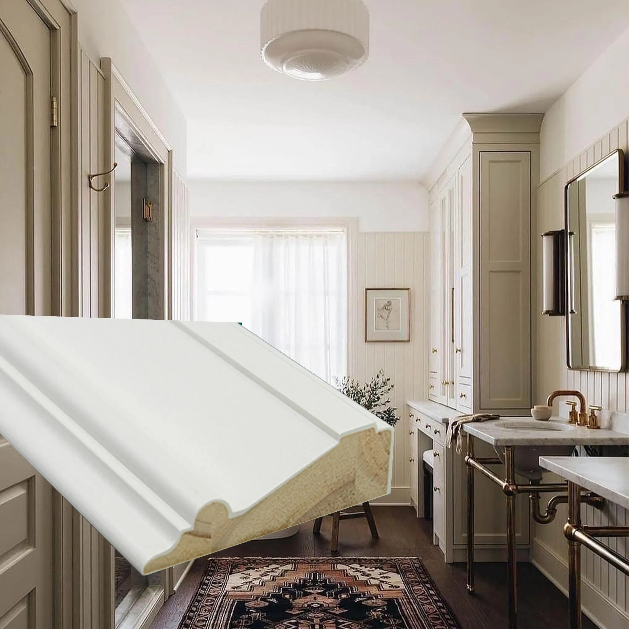 Popular MDF White Primed Wall Angle Head Baseboard Skirting Shoe Molding Quarter Round Door Jamb Edge Protector Fascia Board Interior Home Deco Wood Molding