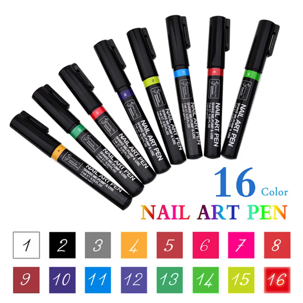3 in 1 16colors One Step UV Gel Soak off UV Gel Polish Nail Art Gel Pencil Varnish Nail Polish Pen for Nail Art