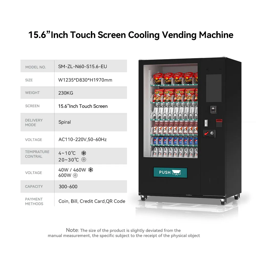 Long-Lasting Vending Machine for Soda Cola Energy Drinks Supports Credit Cards Sale