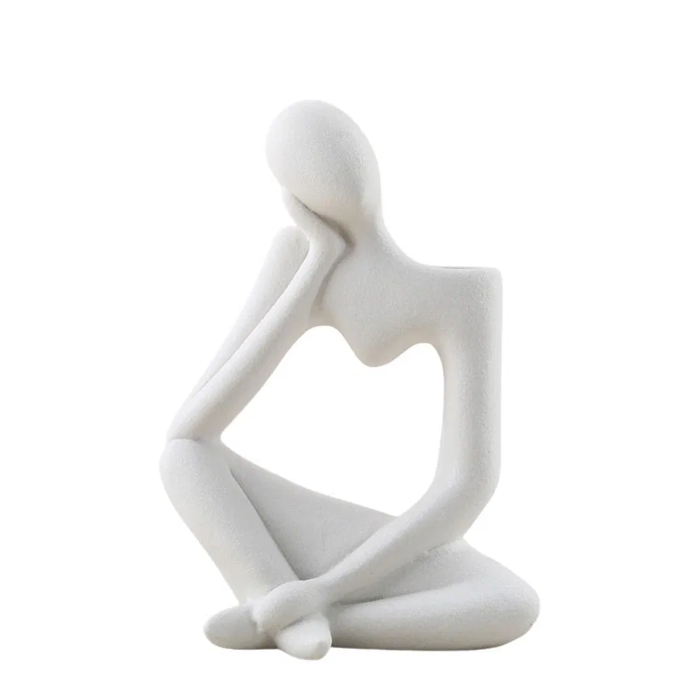 Elegant Human-Shaped Ceramic Vase for Hydroponic Flower Display