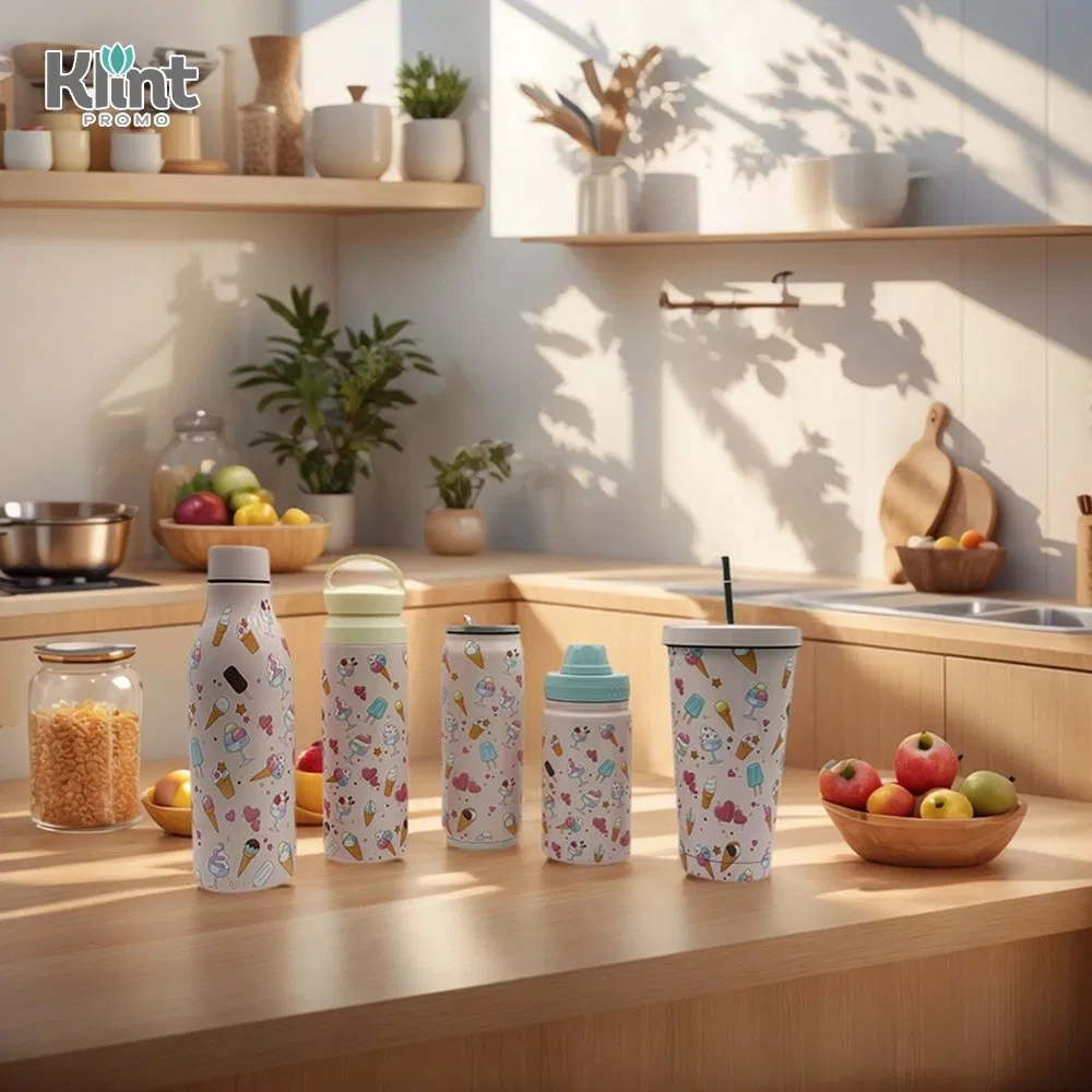 Термос вакуумный KS4201 с 3D рисунком, 580 мл