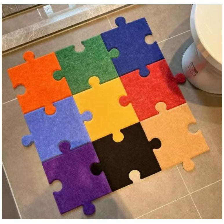 Custom Interlocking 3D Puzzle Floor Mat, Rainbow Puzzle Felt Mat for Home Decoration