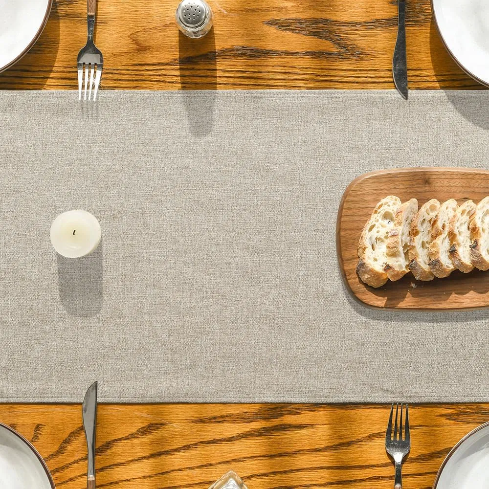 Solid Washable Light Brown Polyester Table Runner for Home Party Decor