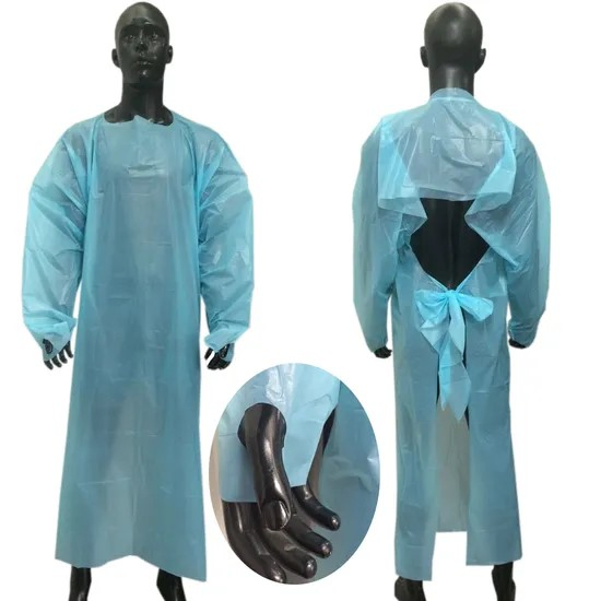 Disposable Waterproof CPE Thumb Loop Isolation Gown
