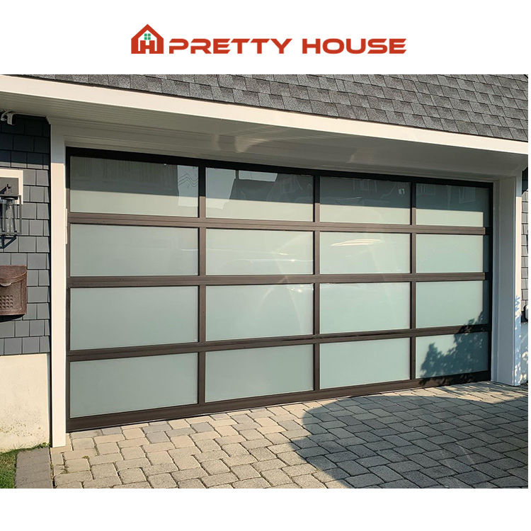 Customized Aluminum Frame Glazed Panel Insulated Clear Glass USA Garage Doors for Houses