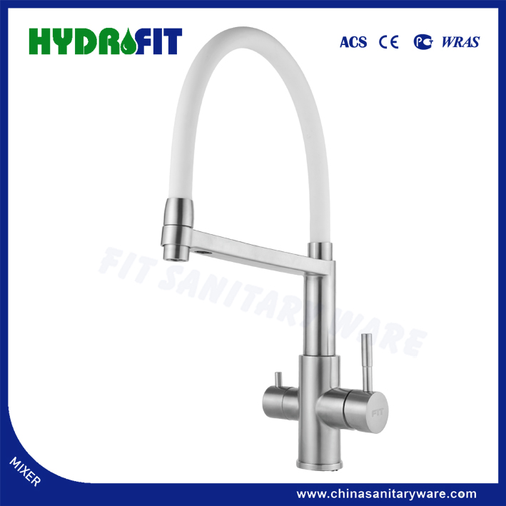 Double Handle 3 Way Pure Water Tap Sanitary Ware Faucet Factory Stainless Steel 304 Drinking Water Kitchen Faucet (FT1483)