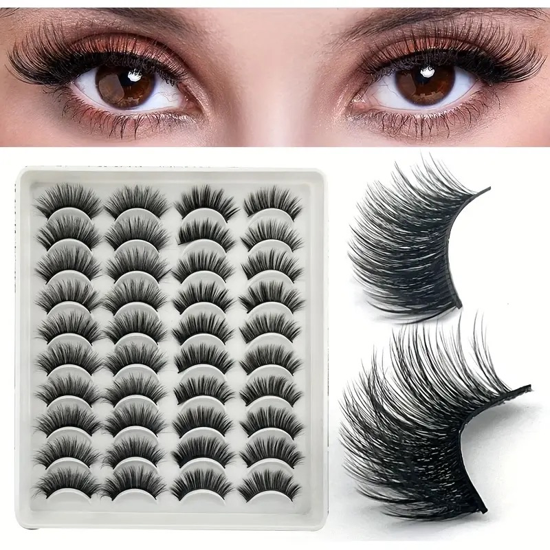 Natural Lashes Wispy Fake Mink Eye Lashes 20pairs of Natural Appearance Fluffy