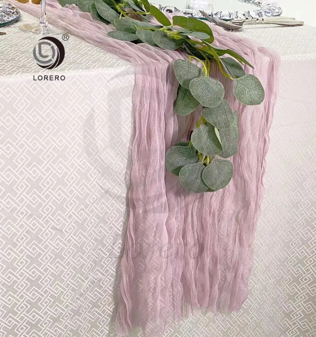 Gauze Rustic Cheesecloth Runner Pink Chiffon Table Runner for Wedding Party Banquet