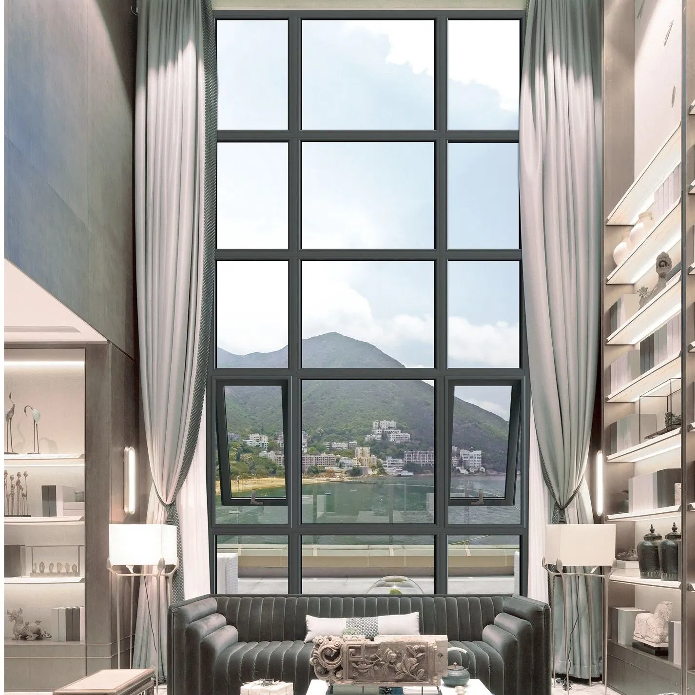 Premium Double Slider Glass Metal Window Elegant Villa Building Material Aluminum Window