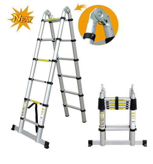 High Quality 3.8m Telescopic Ladder with Anti Slip Foot Cover