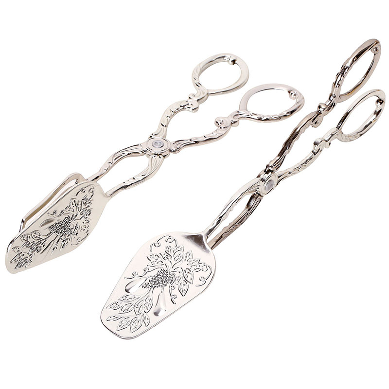 Retro Bread Clip Serving Pasta, Salads, Meat and Vegetables Kitchenware Creative Luxury Metal Cake Food Tong Baking Tool