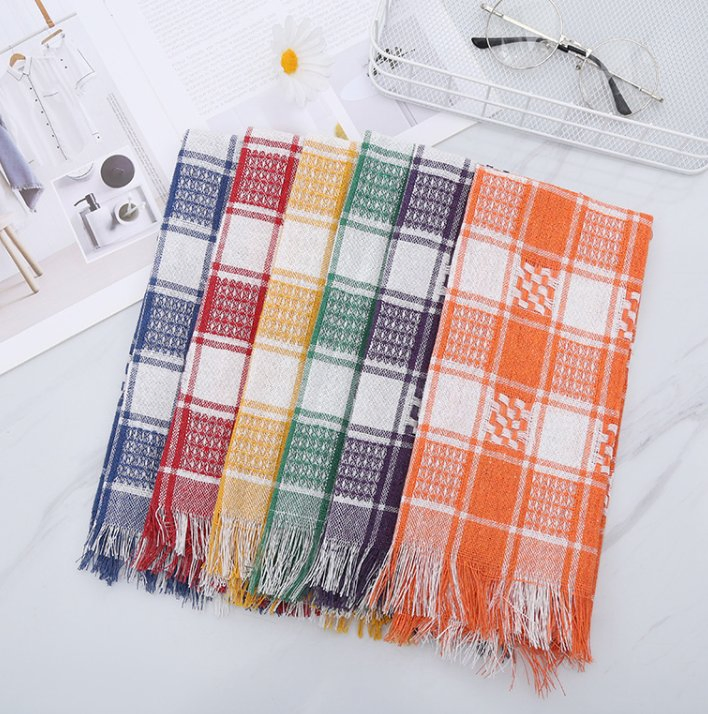 Wholesale Quick Dry Absorbing Woven Towel Colorful Tassel Tea Towel for Kitchen