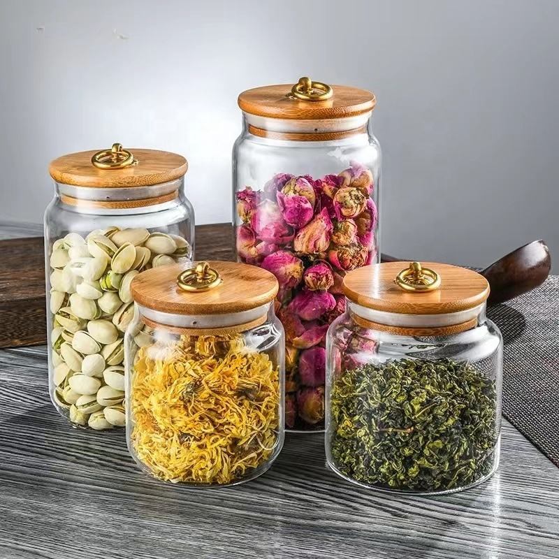 High-Quality Borosilicate Glass Storage Jars with Wooden Lids