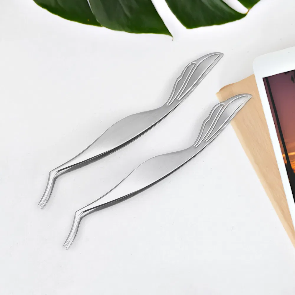 Fiber Tip Tweezers for Eyelash Extension Curved Lash Applicator Professional Eyelash Tools