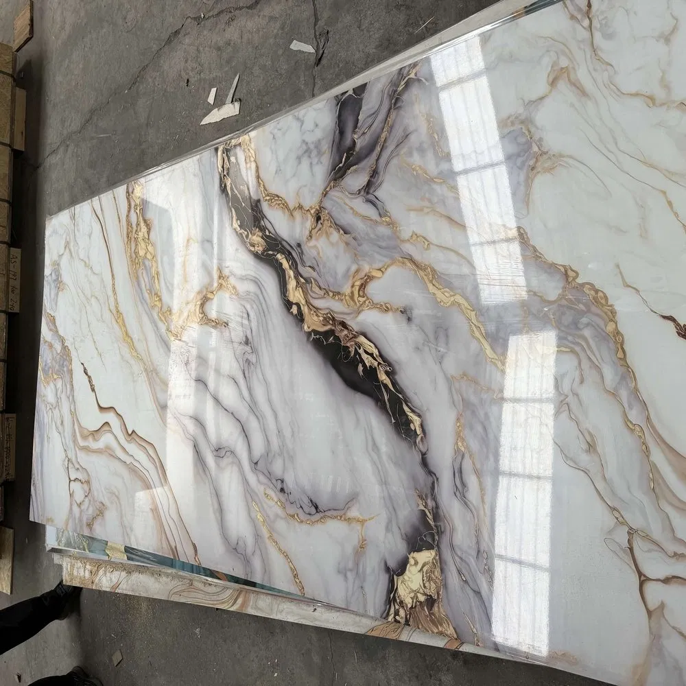 High Quality Faux Stone Veneer UV WPC Board Interior Decoration Material Wooden PVC Marble Laminate Sheet Interior Carbon Crystal 3D Wall Panel for Bathroom