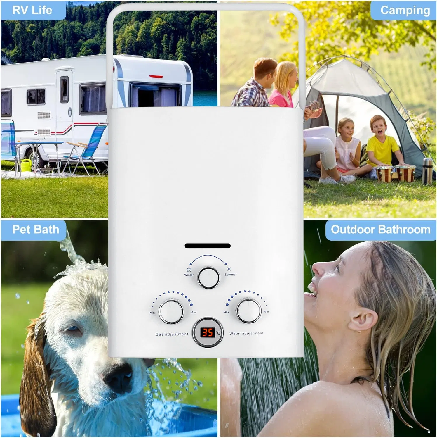 Tankless Propane RV on Demand Thermomate Outdoor Camping Hot Water Heater Gas Portable 6L