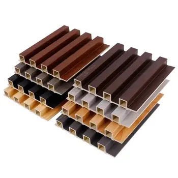 Interior Decoration WPC Bamboo Fiber Fluted Slat PVC Coating 3D Panel