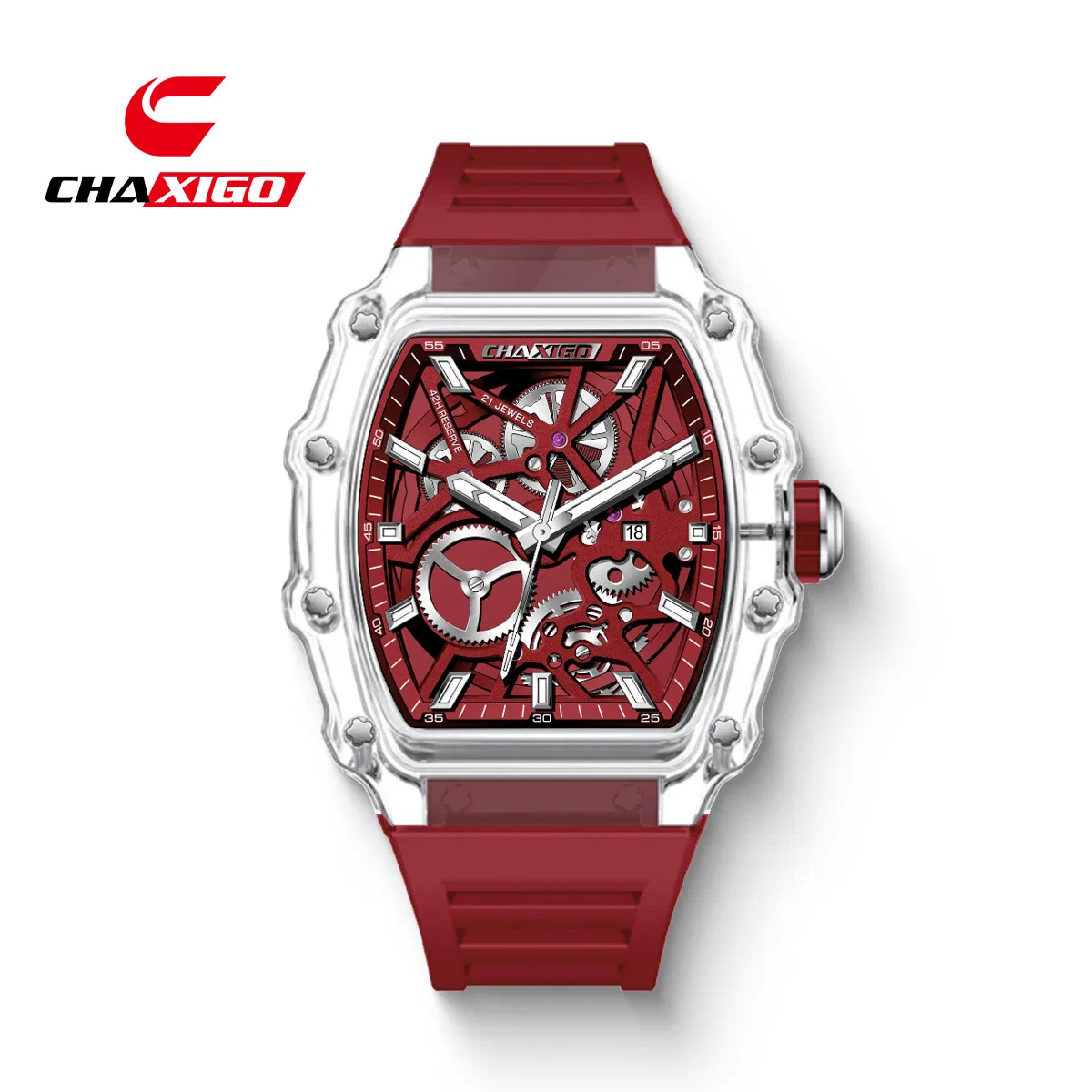 Chaxigo Men's Barrel-Shaped Watch Casual Fashion Automatic Quartz Luminous Waterproof Wristwatch