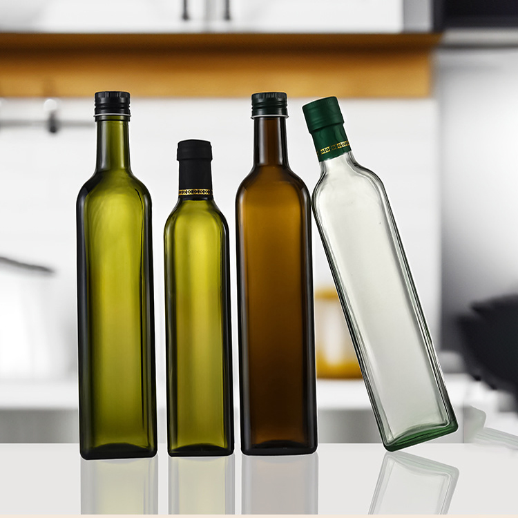 100ml 500ml 750ml Factory Price Stylish Customized Square Glass Oil Dispenser Bottles