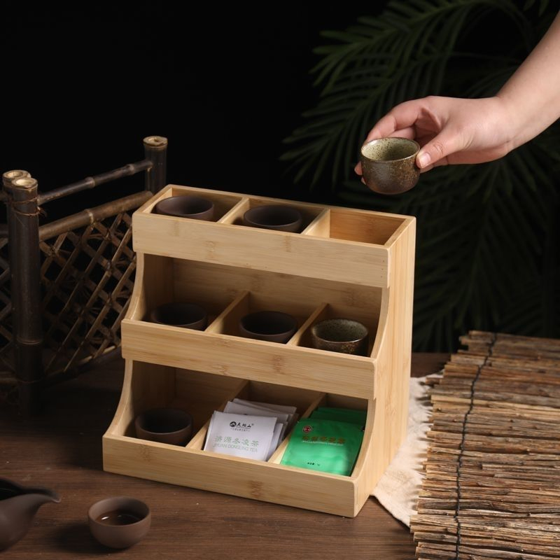 Desktop Bamboo Coffee Capsule Seasoning Tea Bag Storage Multi-Functional Household Multi-Layer Shelf