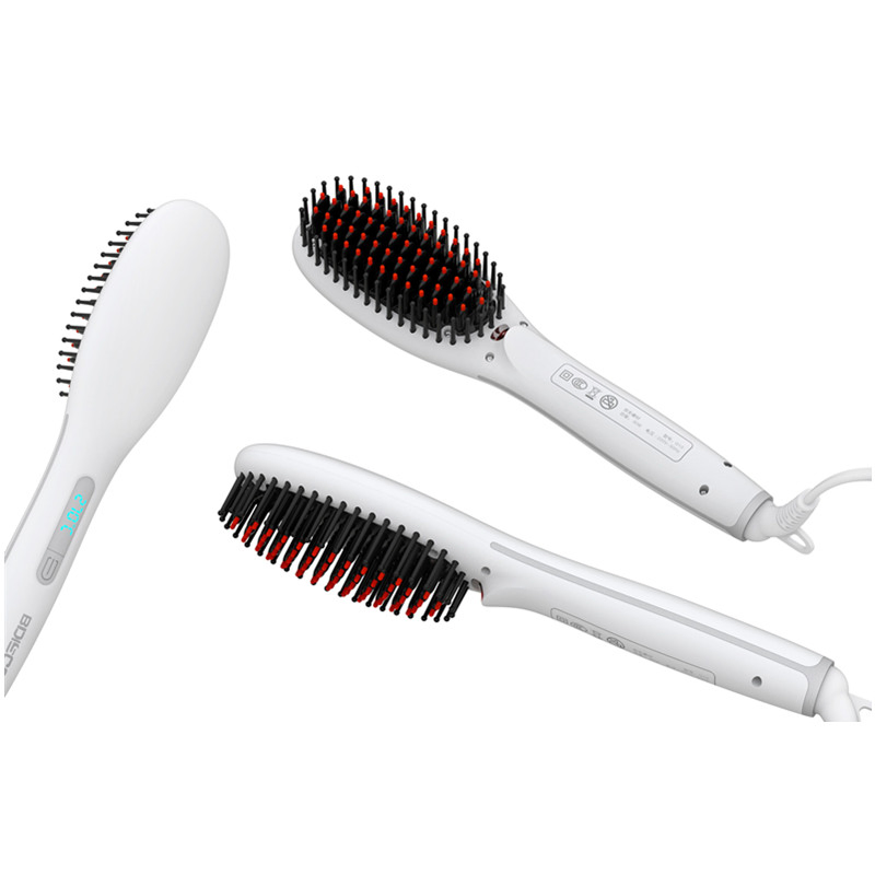 Rapid Heating Ionic Hair Straightener Brush Easy Use Temperature Ajustable Ceramic Hot Comb