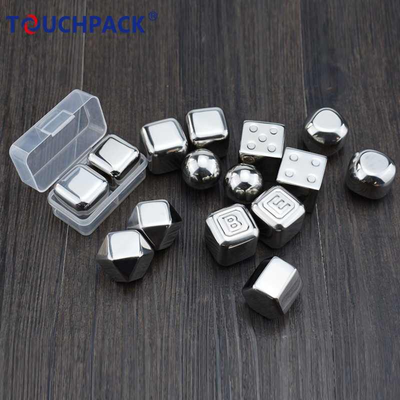 Popular Reusable Customized Ice Cubes Stainless Steel Whiskey Stone with Customized Packing