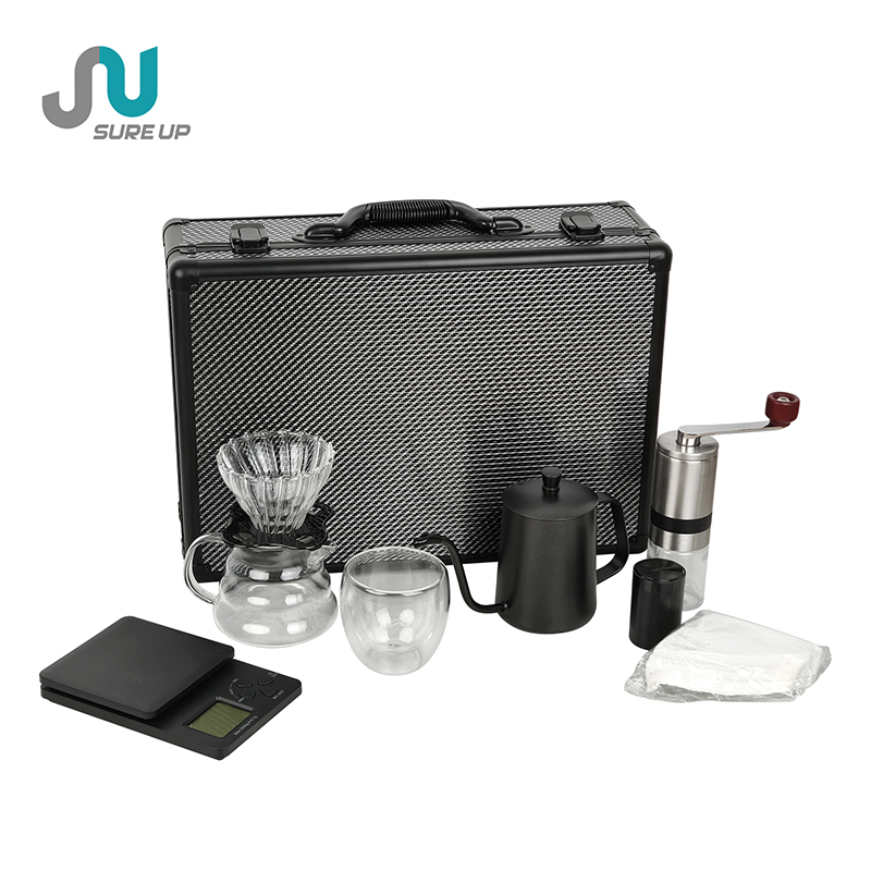 Modern Portable Fashionable High Borosilicate Glass Hand Drip Coffee Kit Grinder Scale Timer Eco-Friendly for Pour Coffee Tea