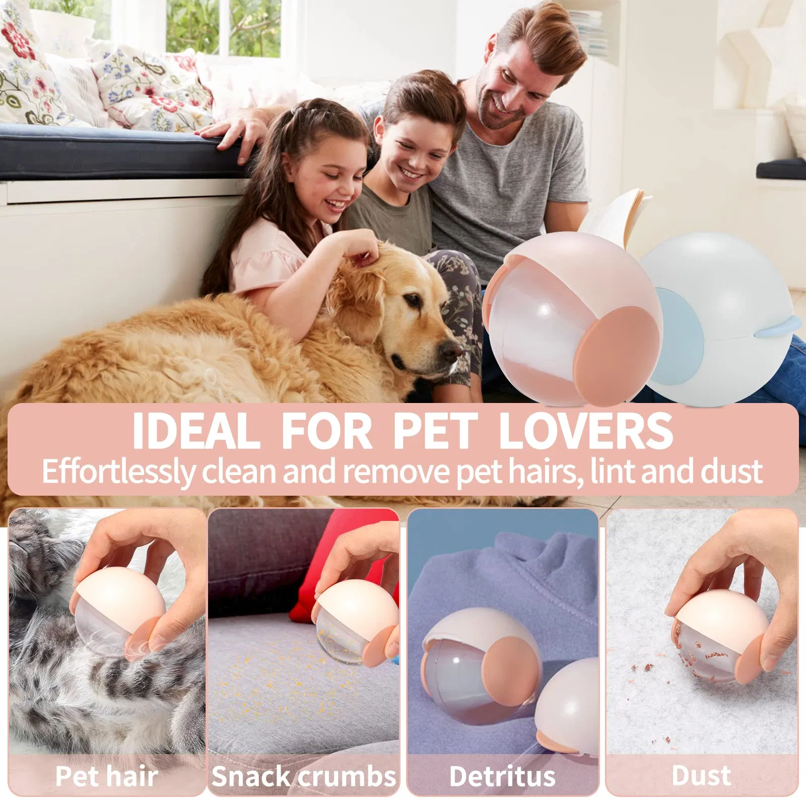 Dust-Proof Reusable Sticky Tool Potable Travel Lint Pet Hair Remover Ball Roller