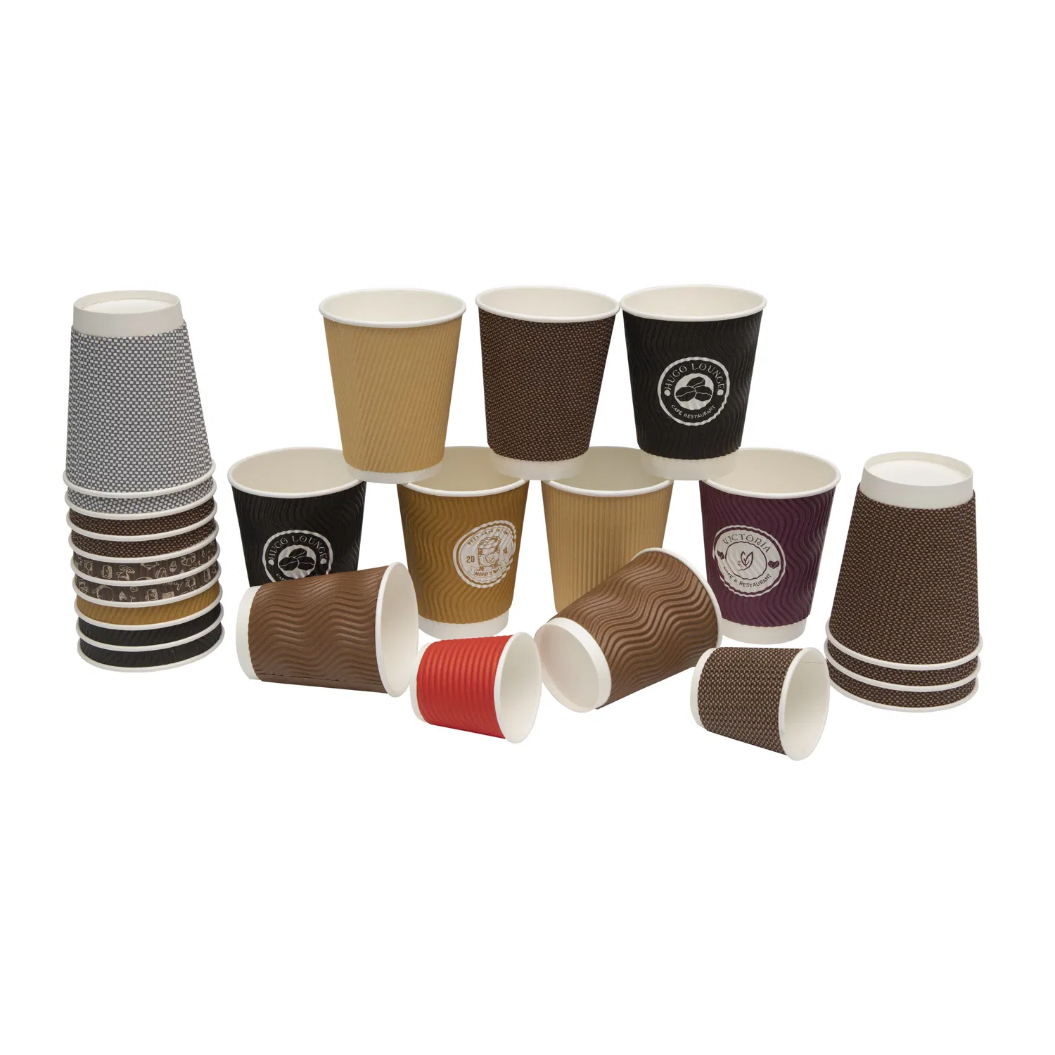 12oz Disposable Cup Custom Printed Ripple Wall Paper Cup with Logo