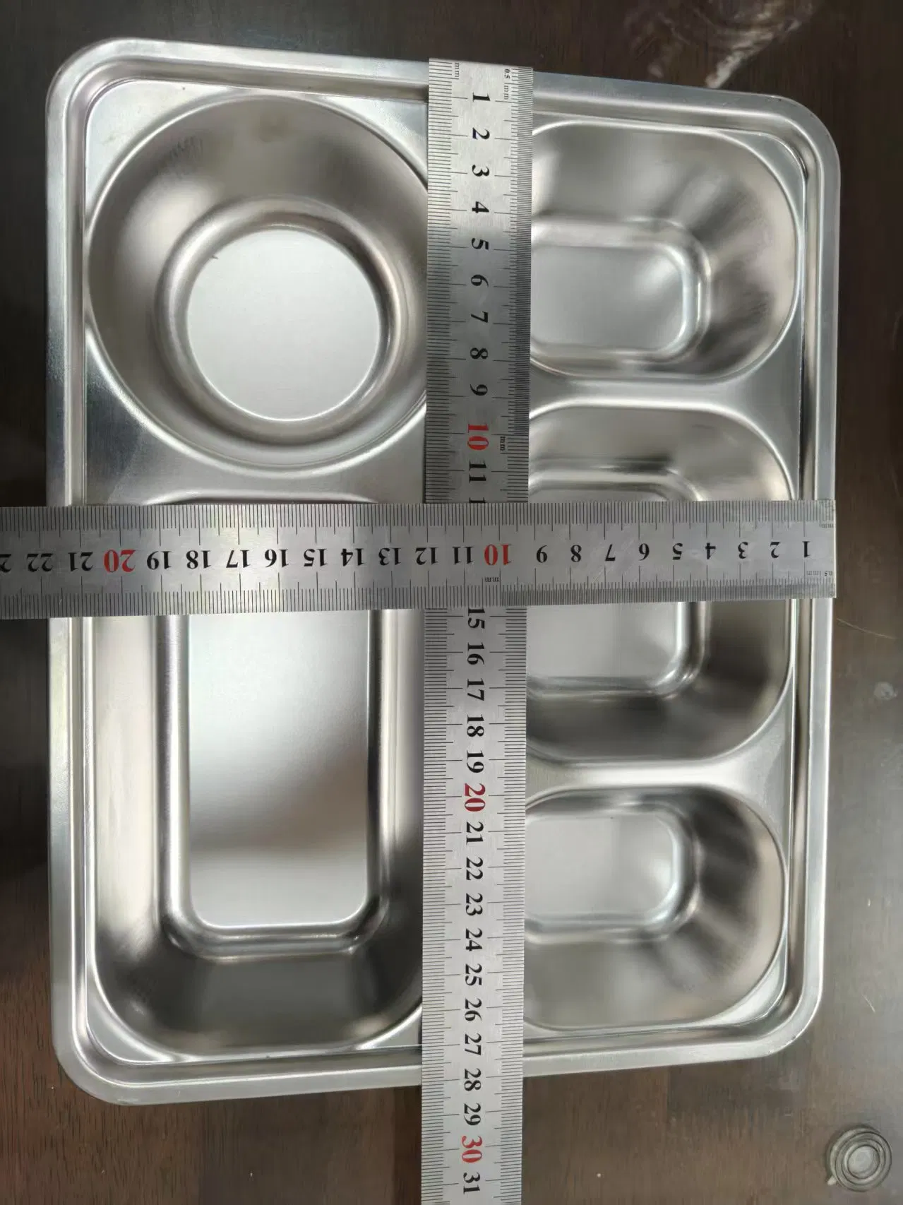 Safe Metal 304 Dinner Plate Stainless Steel Sheet, Reusable Dishwasher Stainless Steel Divided Plate with Lid